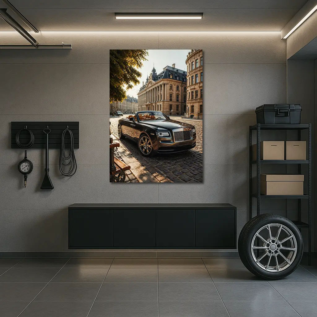 Rolls Royce Dawn Parked European Cobblestone Street – Wall Art
