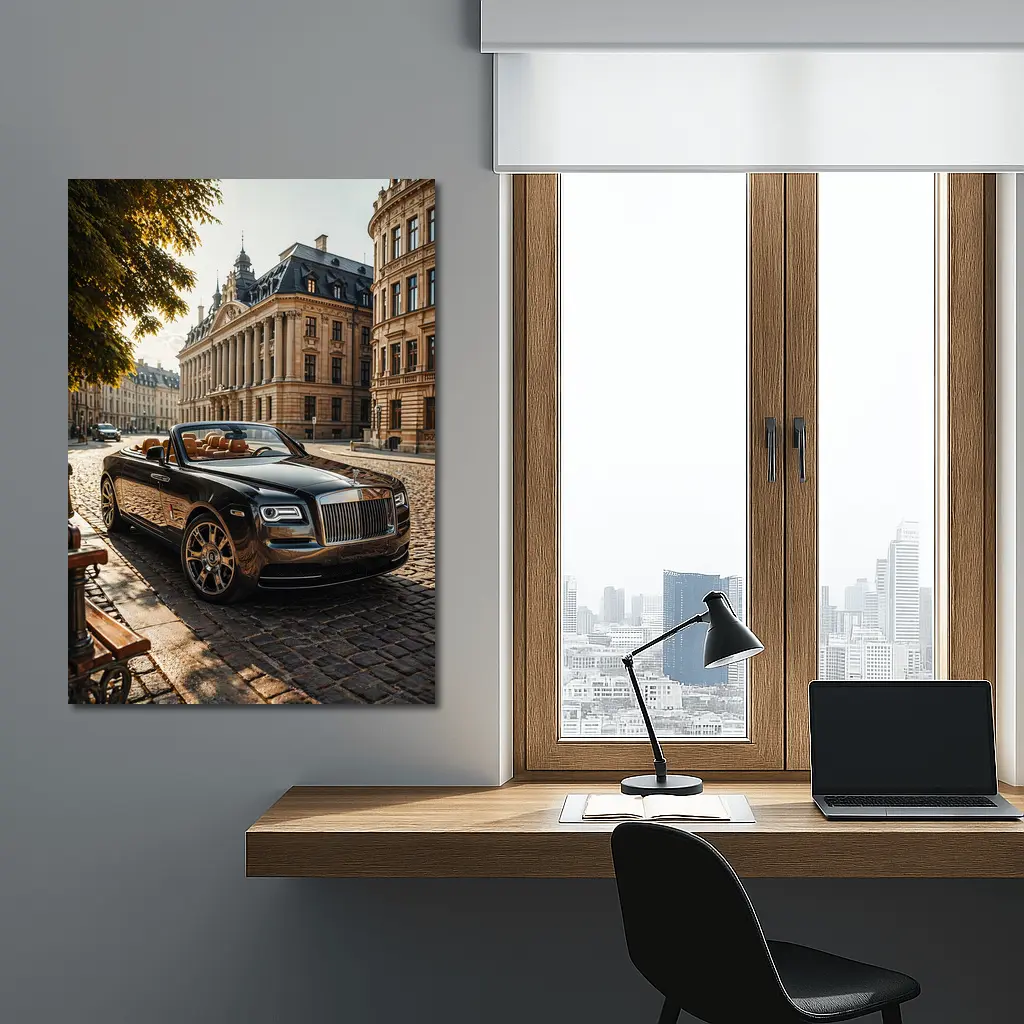 Rolls Royce Dawn Parked European Cobblestone Street – Wall Art