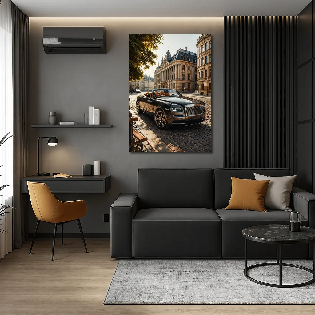 Rolls Royce Dawn Parked European Cobblestone Street – Wall Art