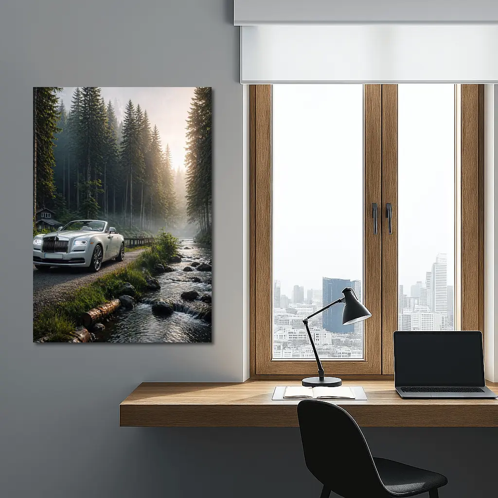 Rolls Royce Dawn White Forest Road – Wall Art