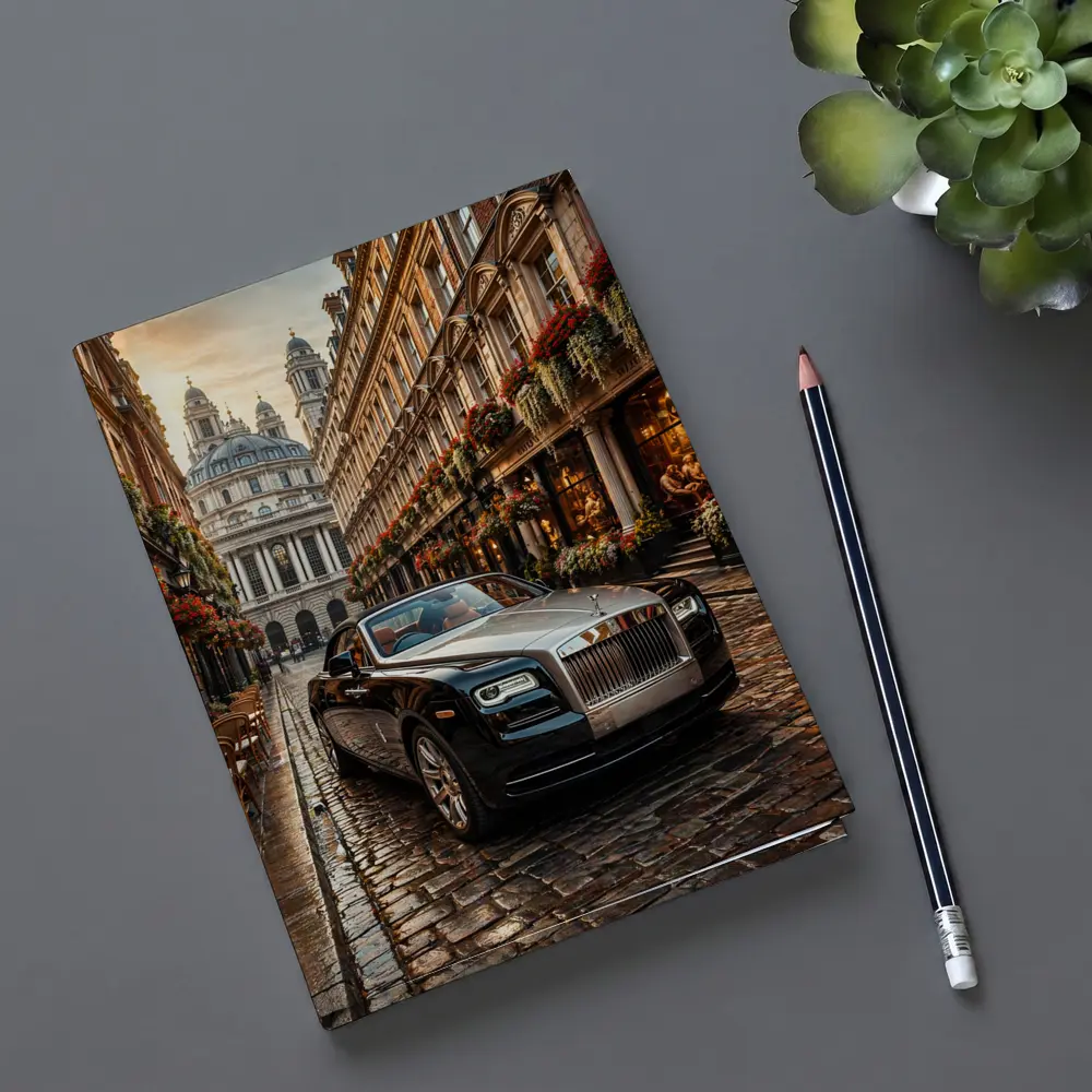 Rolls Royce Dawn Parked on London Cobblestone Street – Notebooks