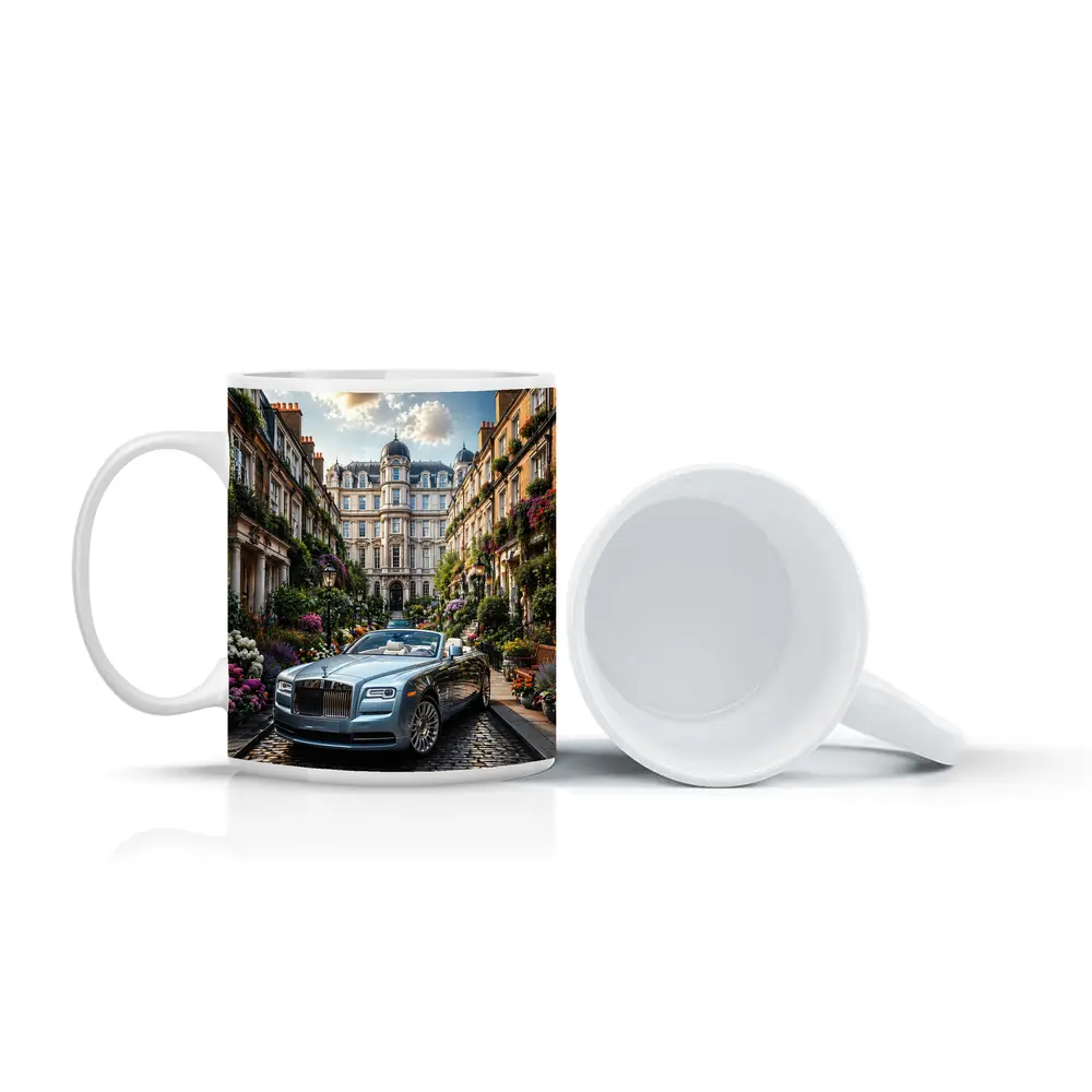 Rolls Royce Dawn On London Cobblestone Street – Mugs