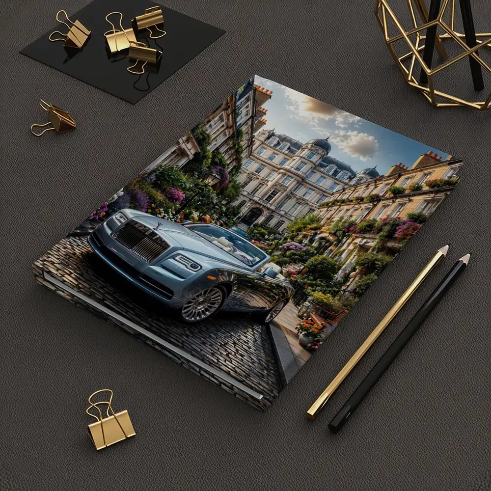 Rolls Royce Dawn On London Cobblestone Street – Notebooks