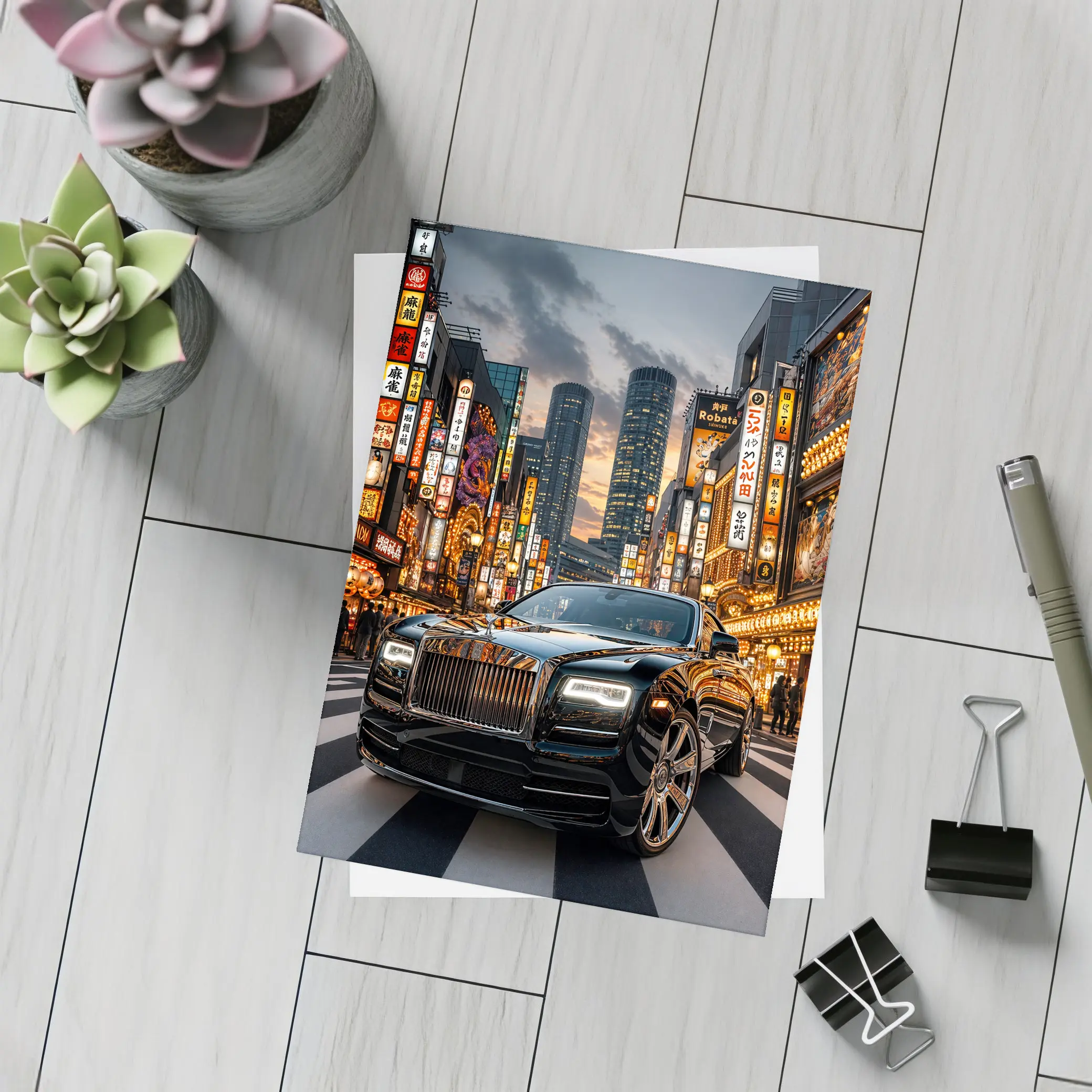 Rolls Royce Dawn Tokyo City Night – Postcards