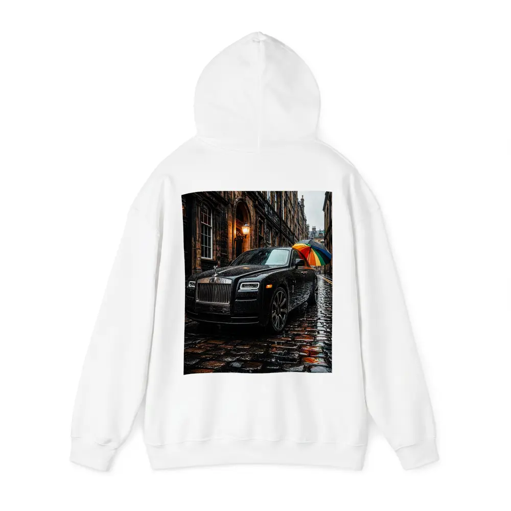 Rolls Royce Ghost Rainy Cobblestone Street – Hoodies