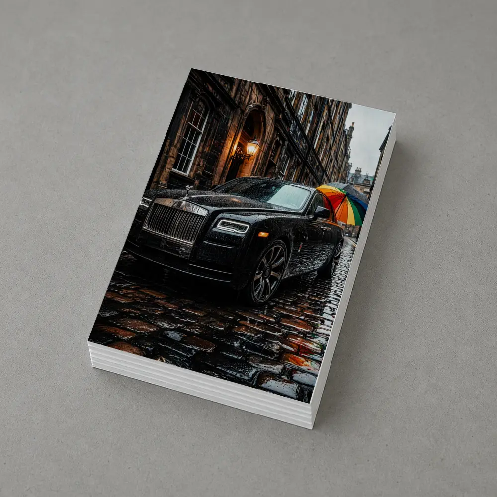 Rolls Royce Ghost Rainy Cobblestone Street – Postcards