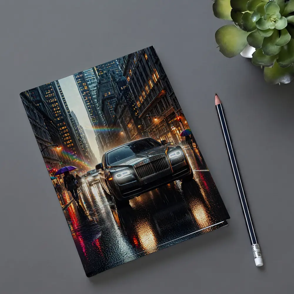 Rolls Royce Ghost Rainy City Street Night – Notebooks