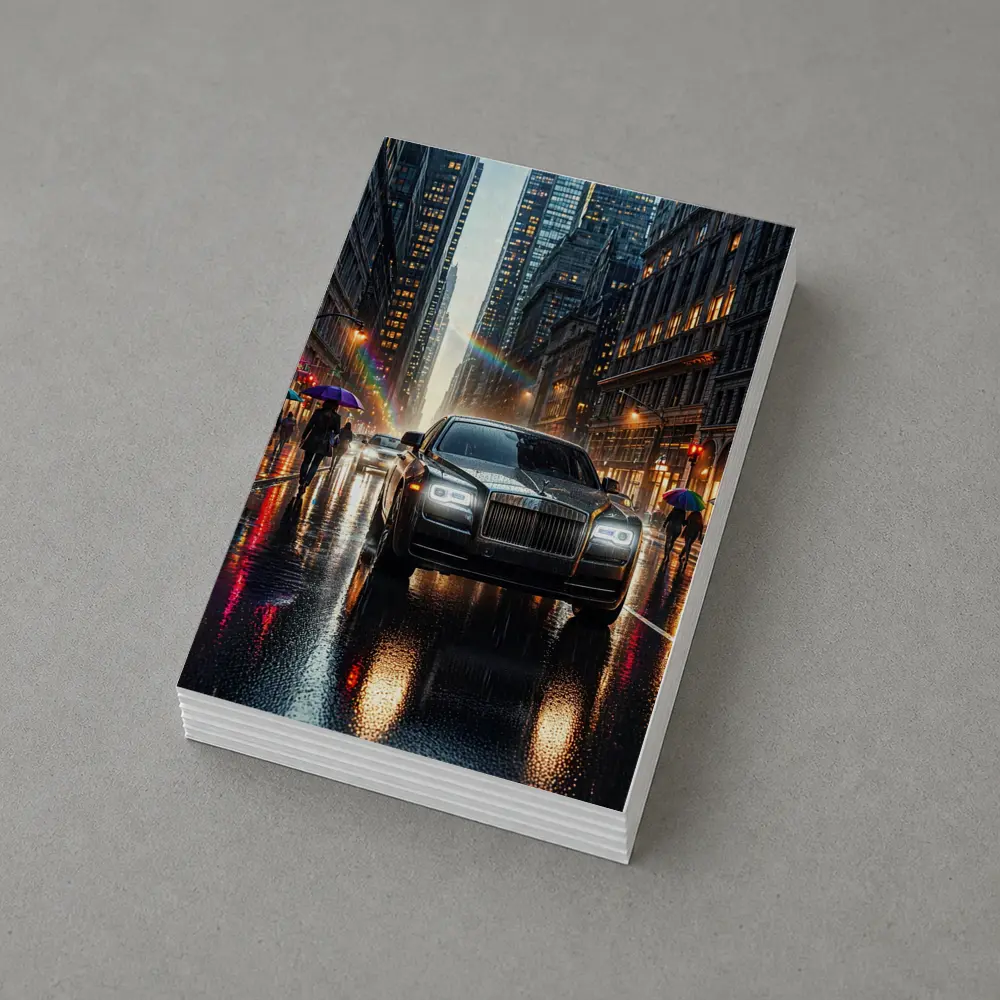 Rolls Royce Ghost Rainy City Street Night – Postcards