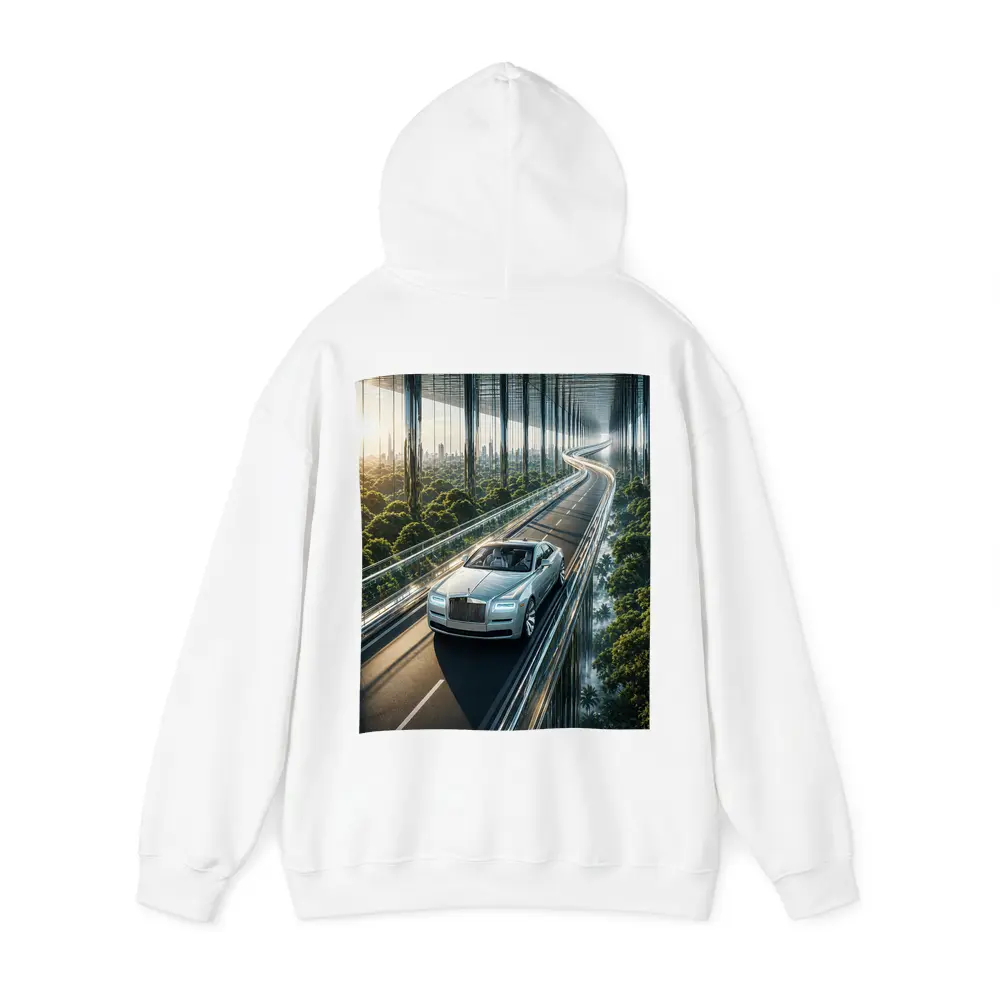 Rolls Royce Ghost Cruising Futuristic Forest Highway – Hoodies