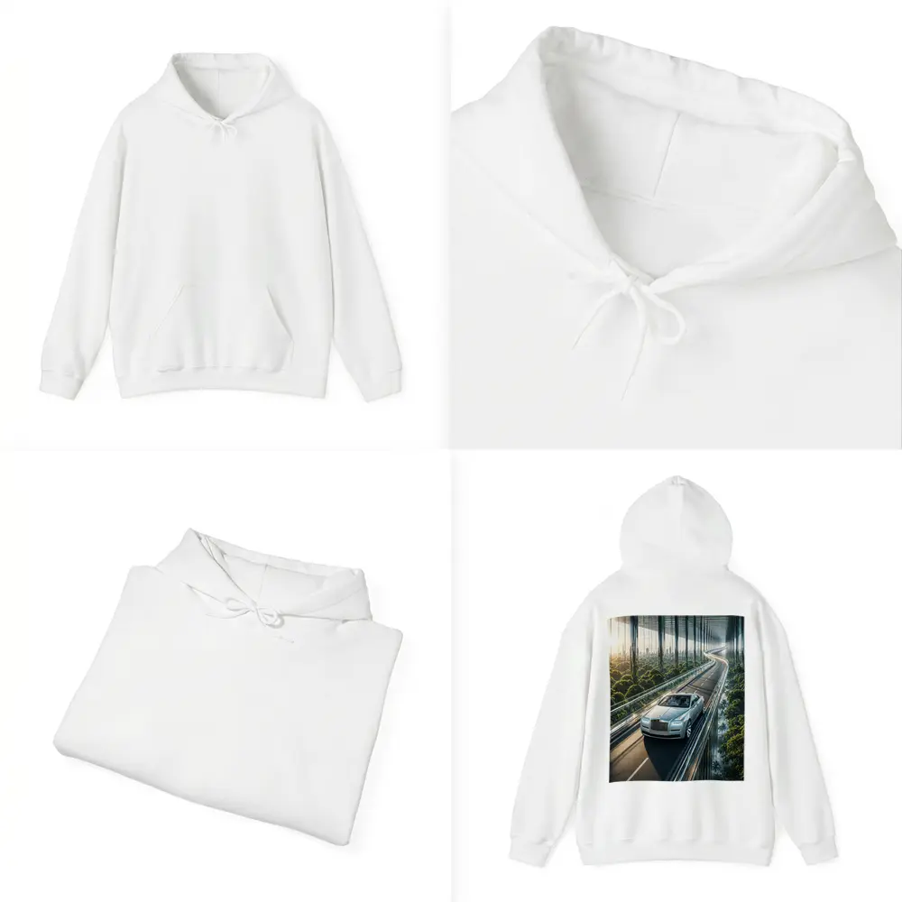 Rolls Royce Ghost Cruising Futuristic Forest Highway – Hoodies
