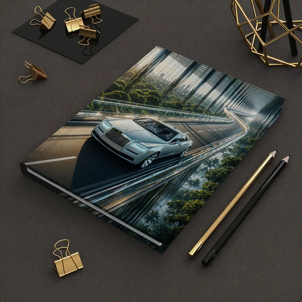 Rolls Royce Ghost Cruising Futuristic Forest Highway – Notebooks