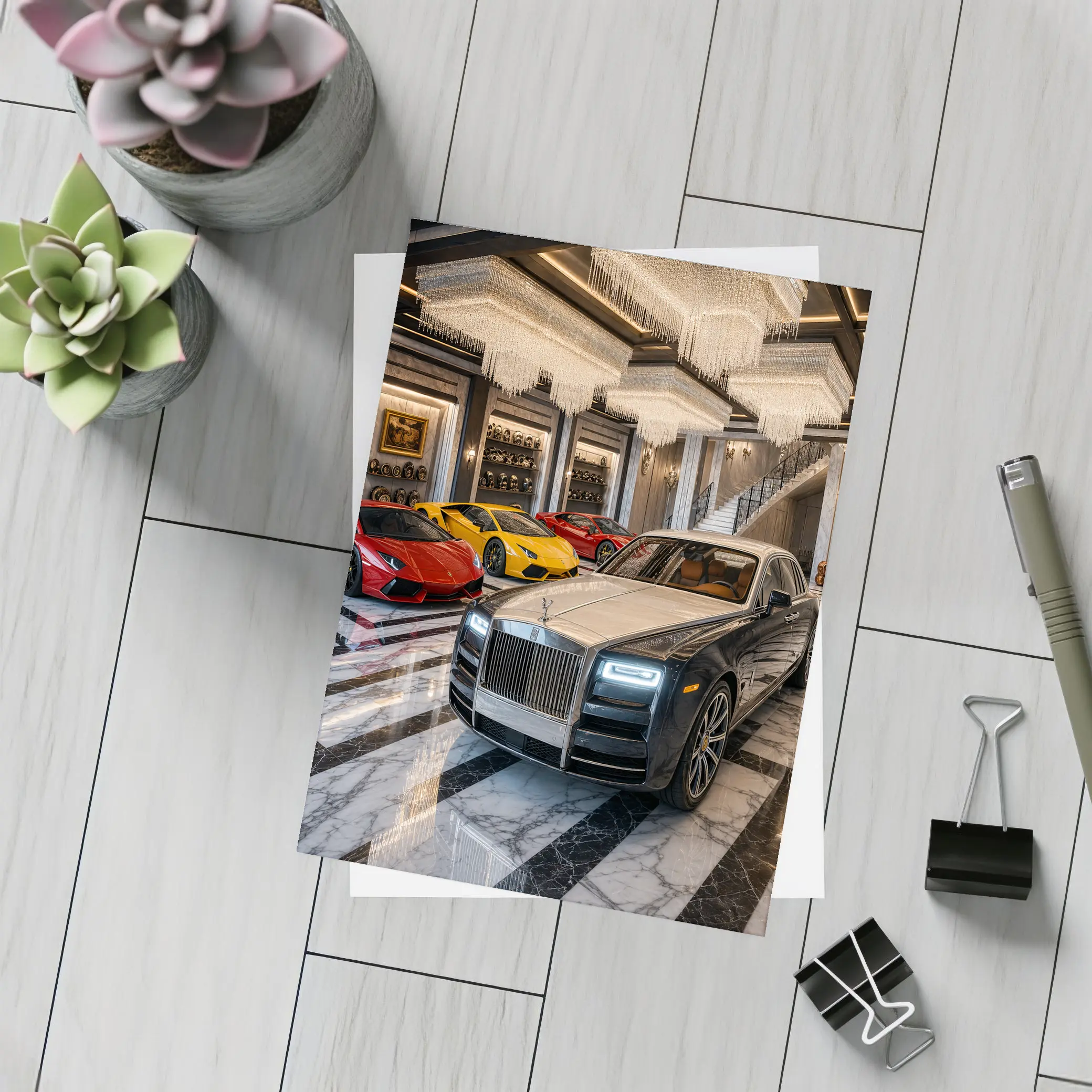 Rolls Royce Phantom Luxury Garage Crystal Chandeliers – Postcards