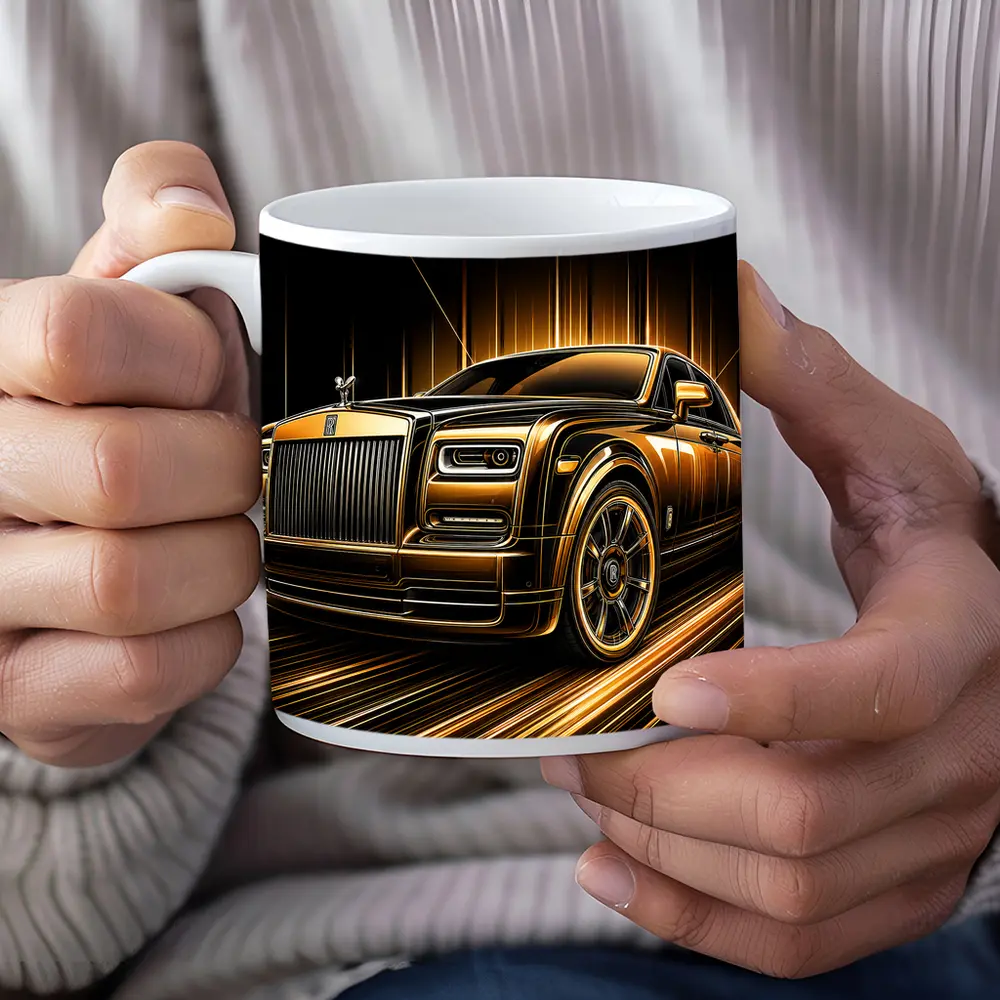 Rolls Royce Phantom Gold Black Abstract Art – Mugs