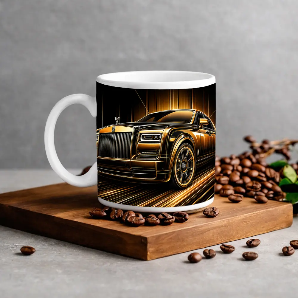 Rolls Royce Phantom Gold Black Abstract Art – Mugs