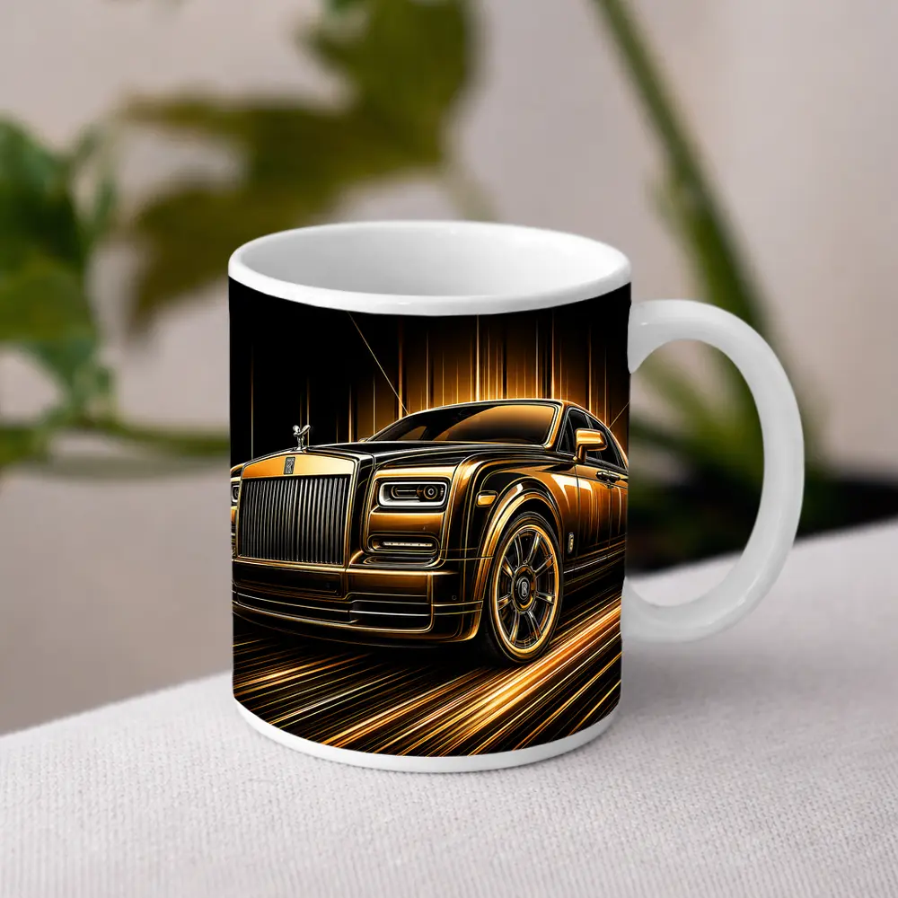 Rolls Royce Phantom Gold Black Abstract Art – Mugs