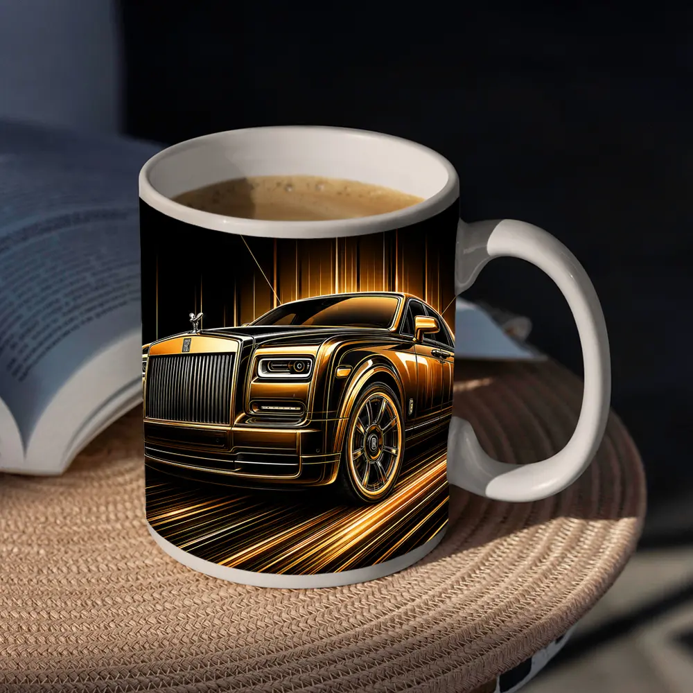 Rolls Royce Phantom Gold Black Abstract Art – Mugs