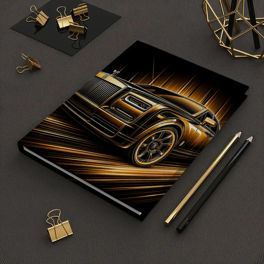 Rolls Royce Phantom Gold Black Abstract Art – Notebooks