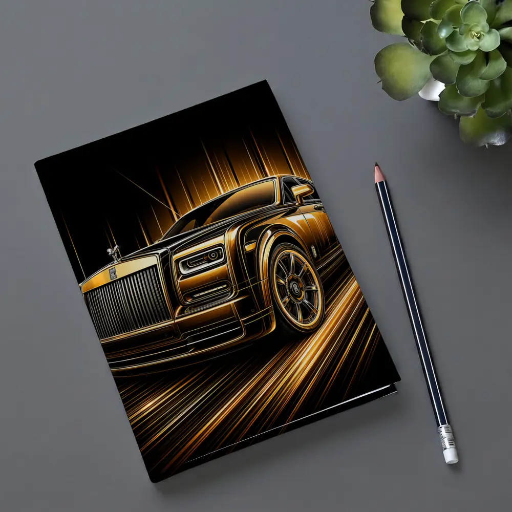 Rolls Royce Phantom Gold Black Abstract Art – Notebooks