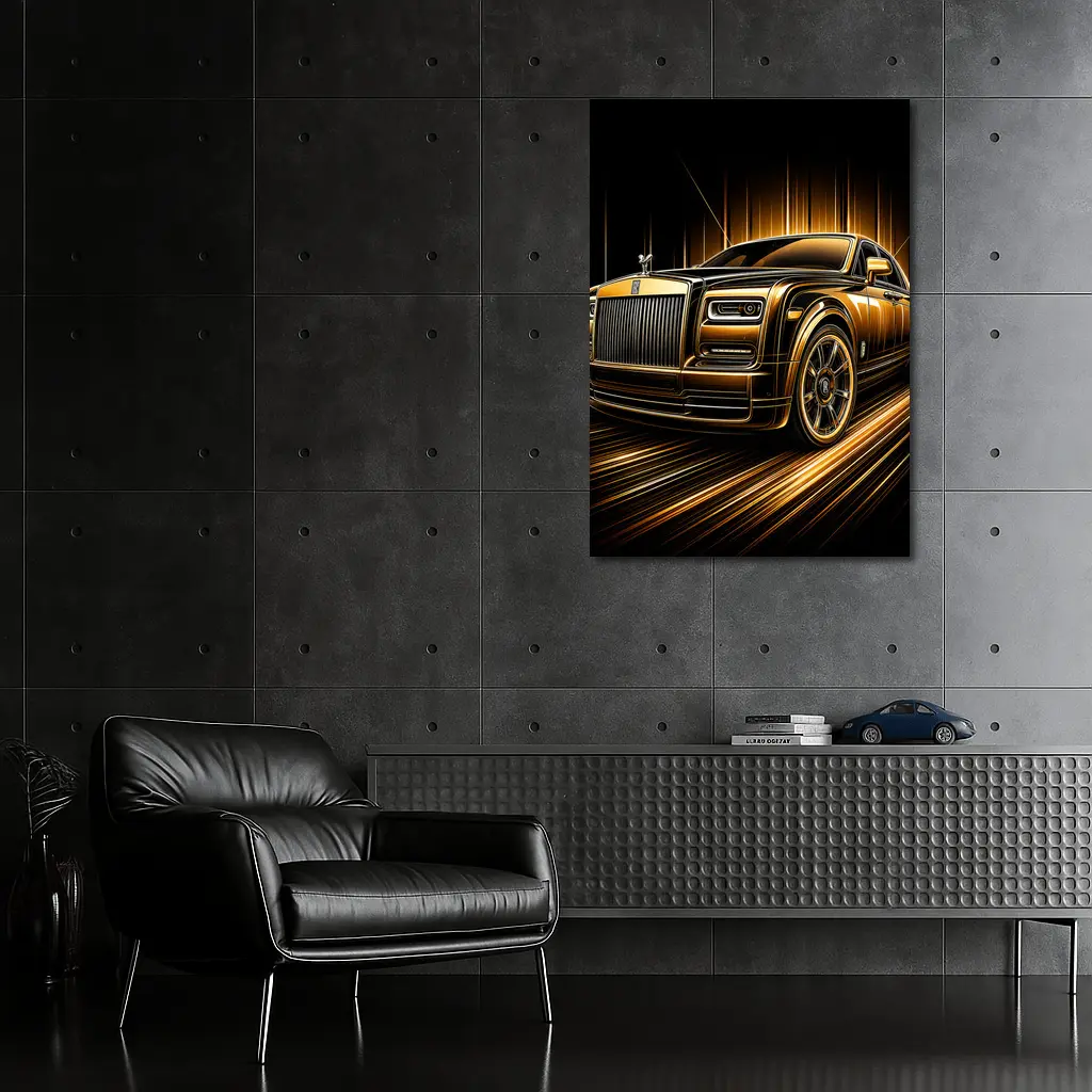 Rolls Royce Phantom Gold Black Abstract Art – Wall Art