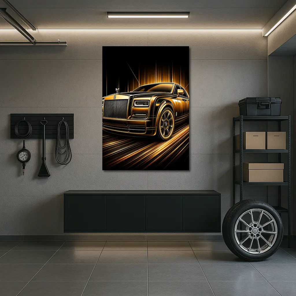 Rolls Royce Phantom Gold Black Abstract Art – Wall Art