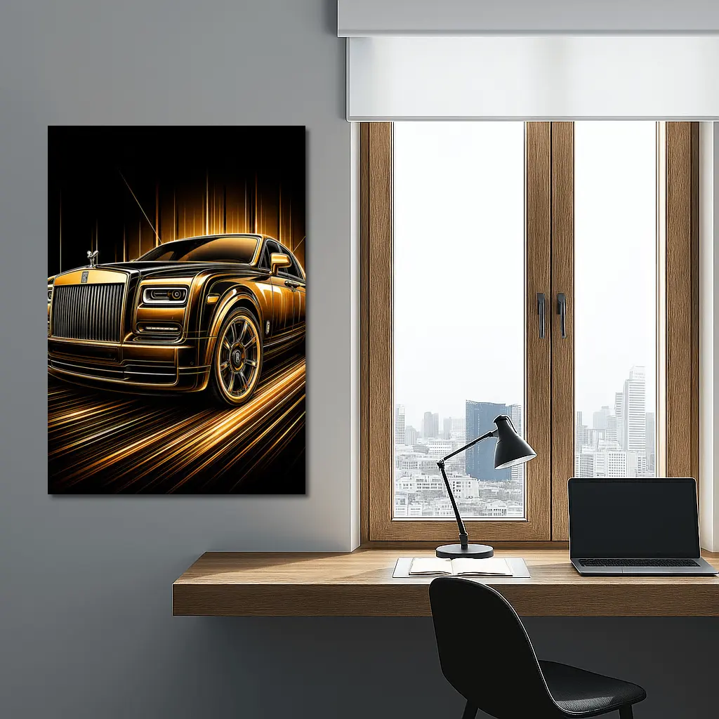 Rolls Royce Phantom Gold Black Abstract Art – Wall Art