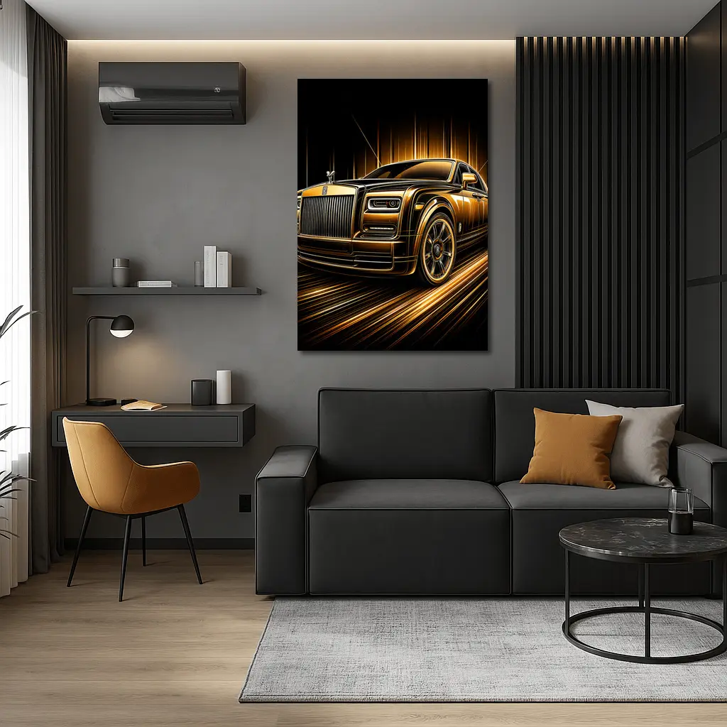 Rolls Royce Phantom Gold Black Abstract Art – Wall Art