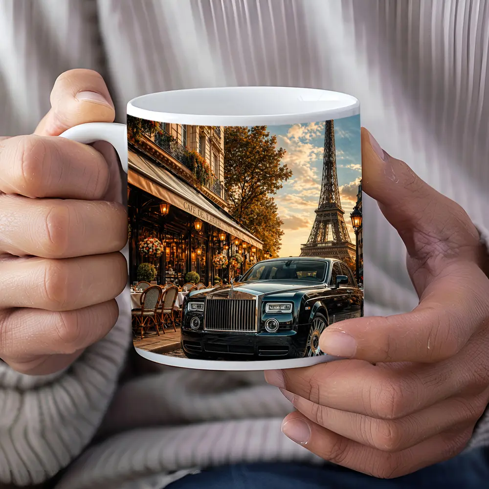 Rolls Royce Phantom Parked Paris Eiffel Tower – Mugs