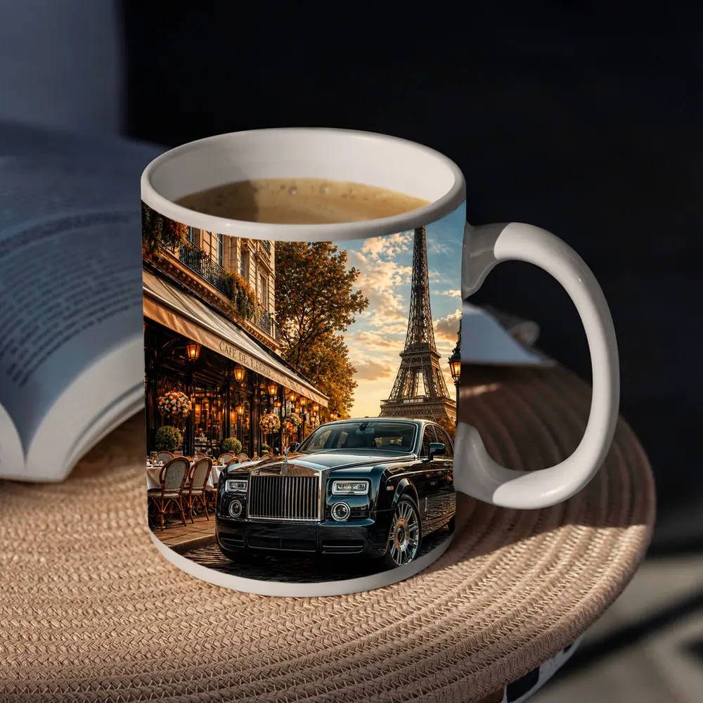 Rolls Royce Phantom Parked Paris Eiffel Tower – Mugs