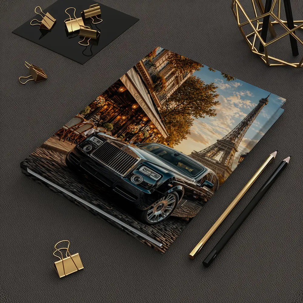 Rolls Royce Phantom Parked Paris Eiffel Tower – Notebooks