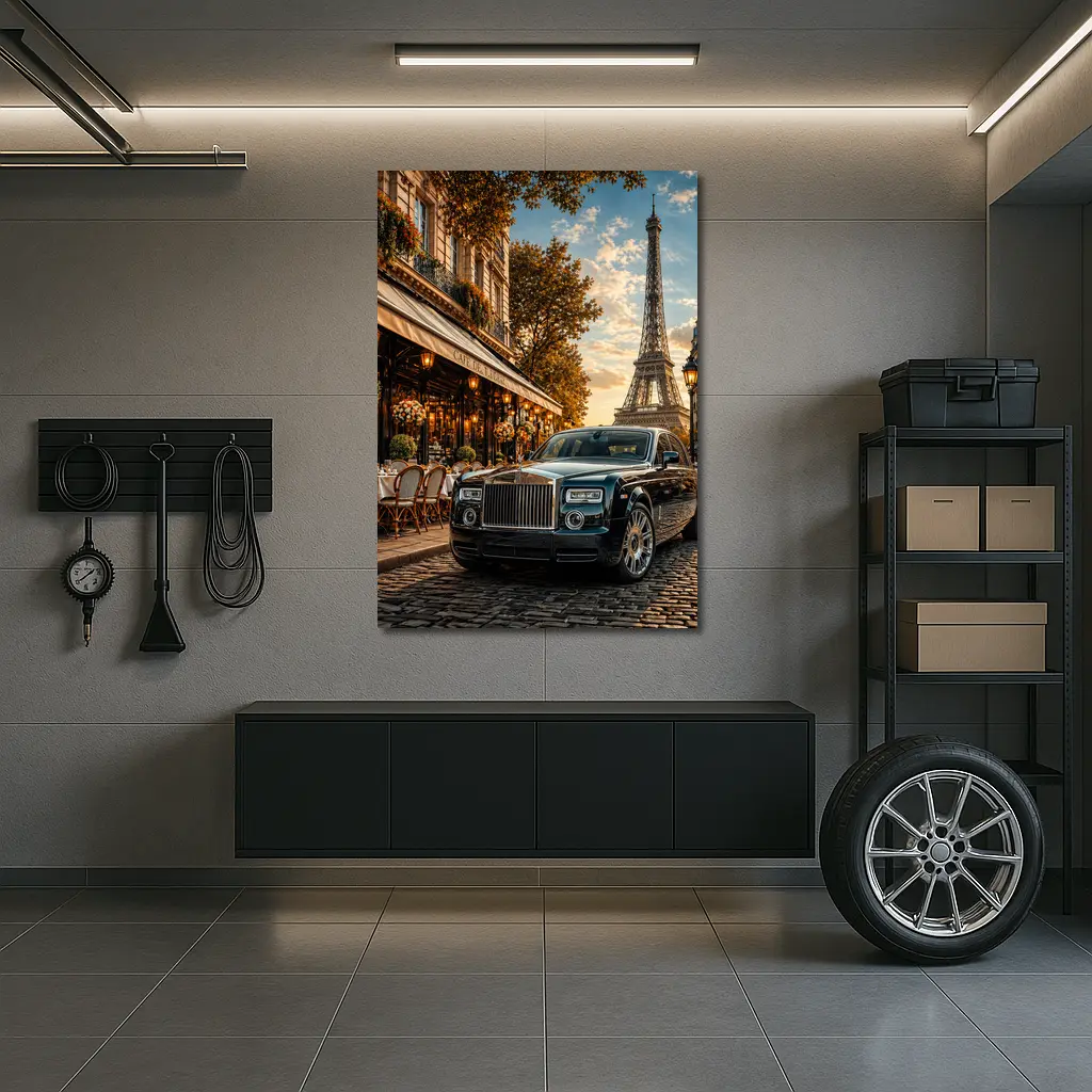 Rolls Royce Phantom Parked Paris Eiffel Tower – Wall Art