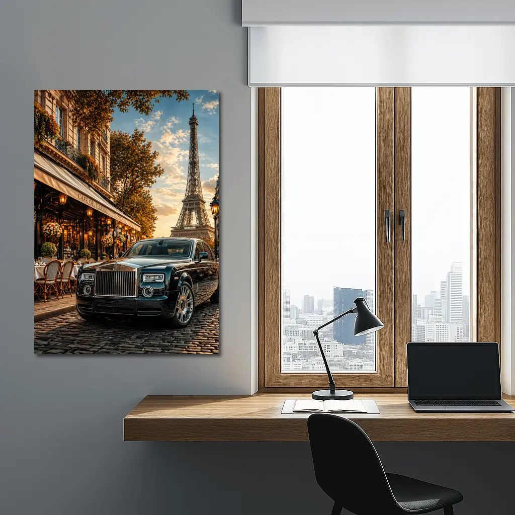 Rolls Royce Phantom Parked Paris Eiffel Tower – Wall Art
