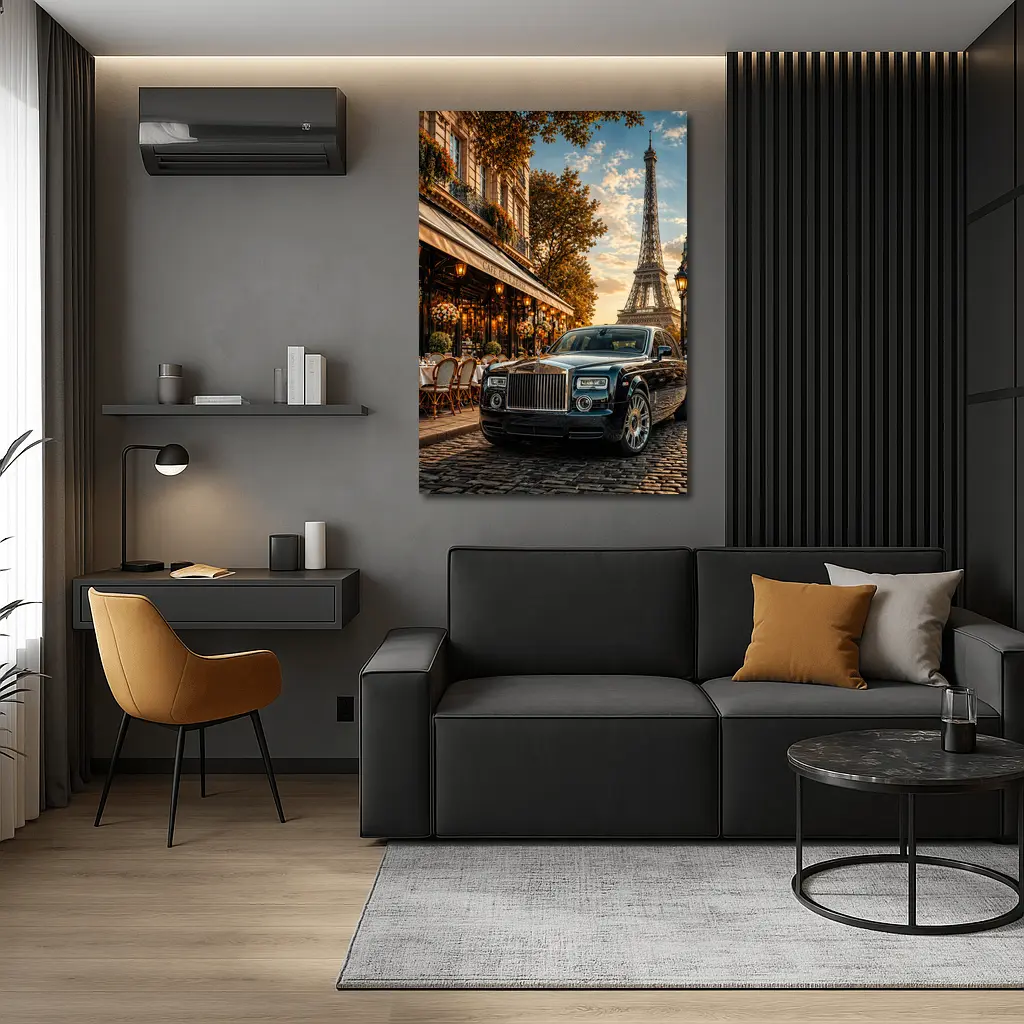 Rolls Royce Phantom Parked Paris Eiffel Tower – Wall Art