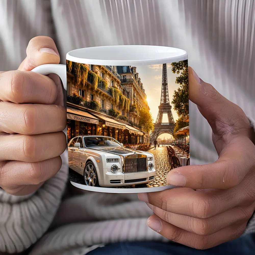 Rolls Royce Phantom Paris Eiffel Tower Street – Mugs