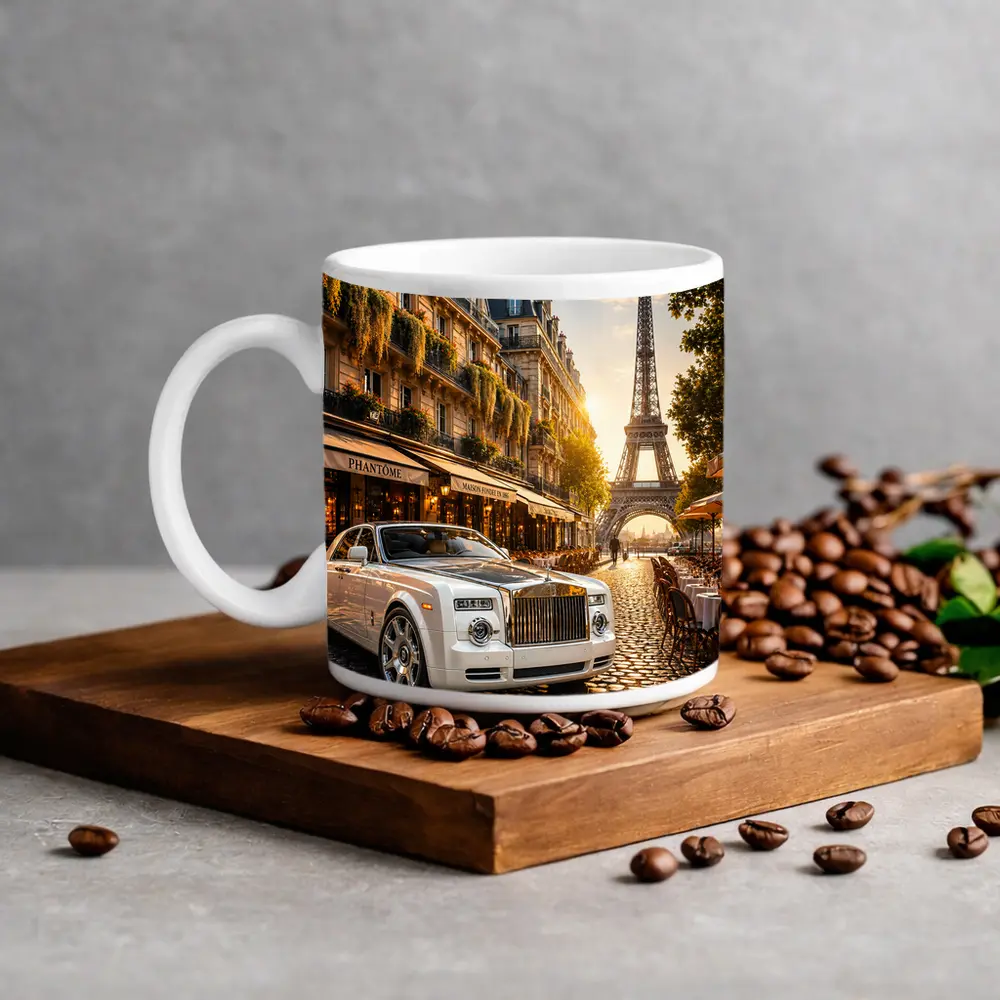 Rolls Royce Phantom Paris Eiffel Tower Street – Mugs