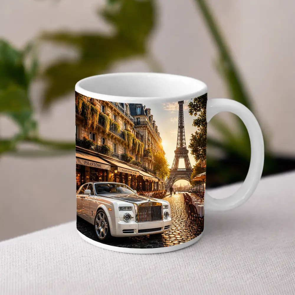 Rolls Royce Phantom Paris Eiffel Tower Street – Mugs