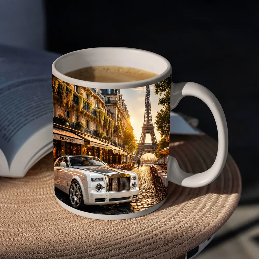 Rolls Royce Phantom Paris Eiffel Tower Street – Mugs