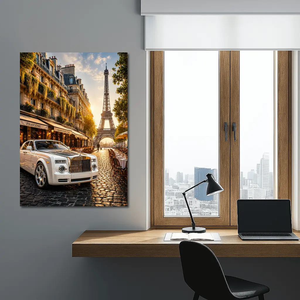 Rolls Royce Phantom Paris Eiffel Tower Street – Wall Art