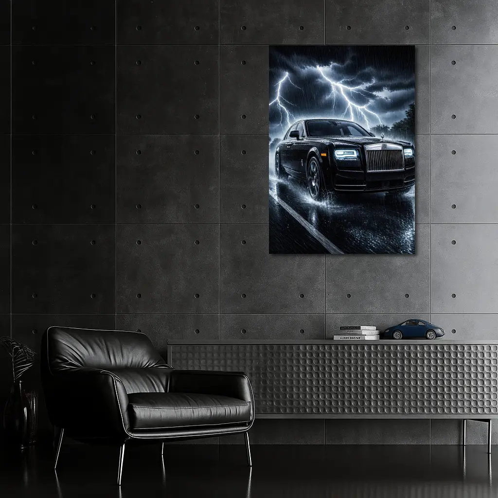 Rolls Royce Phantom Black Stormy Night Drive – Wall Art