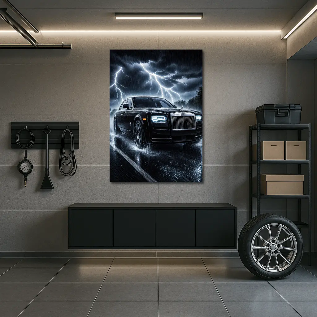Rolls Royce Phantom Black Stormy Night Drive – Wall Art