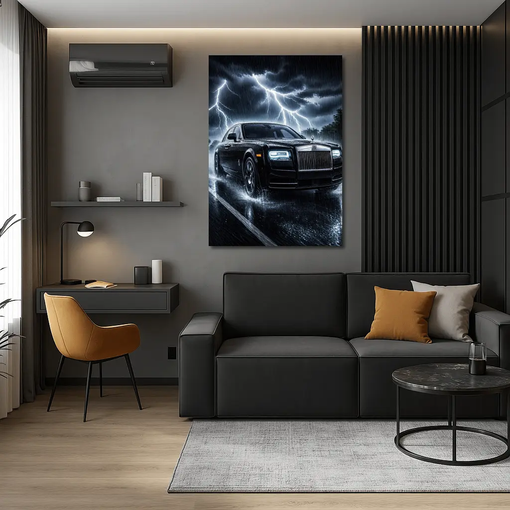Rolls Royce Phantom Black Stormy Night Drive – Wall Art