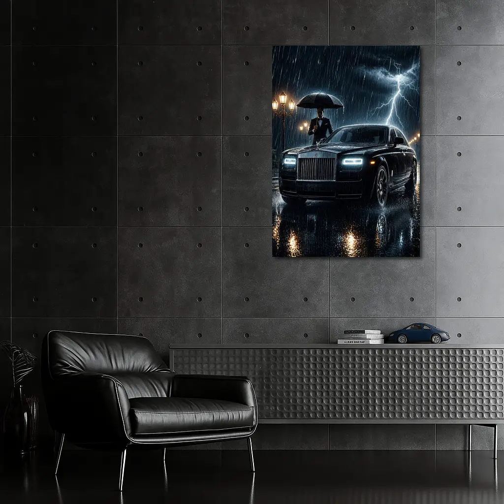 Rolls Royce Phantom Black Rainy Night Storm – Wall Art