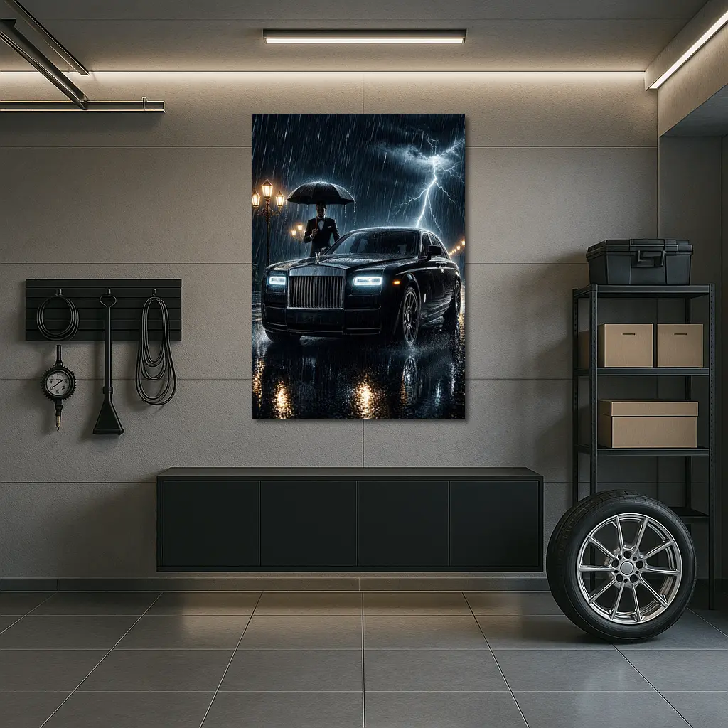 Rolls Royce Phantom Black Rainy Night Storm – Wall Art