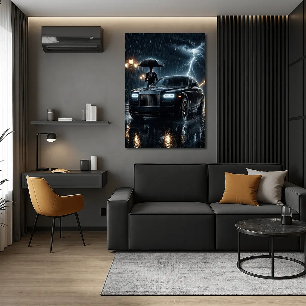Rolls Royce Phantom Black Rainy Night Storm – Wall Art