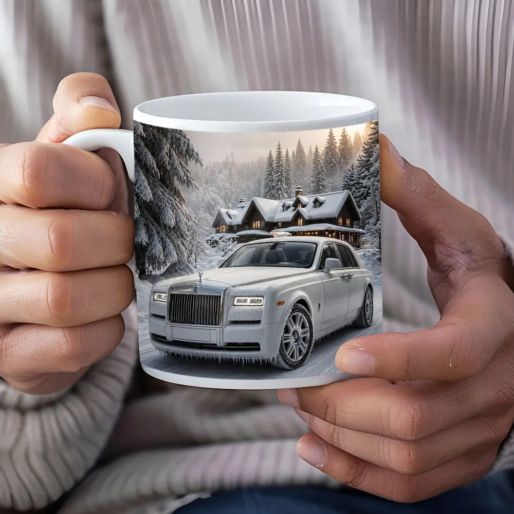 Rolls Royce Phantom White Winter Snow Forest – Mugs