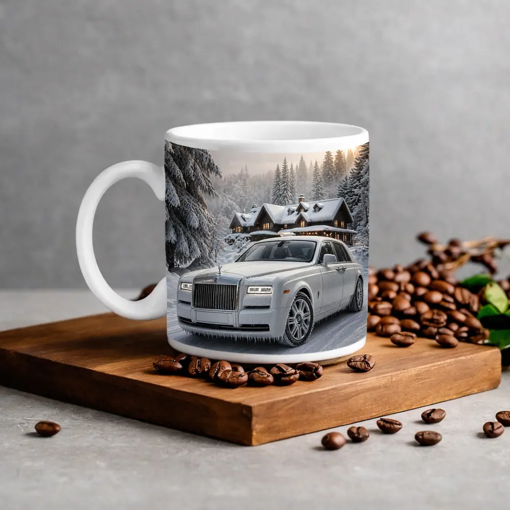 Rolls Royce Phantom White Winter Snow Forest – Mugs
