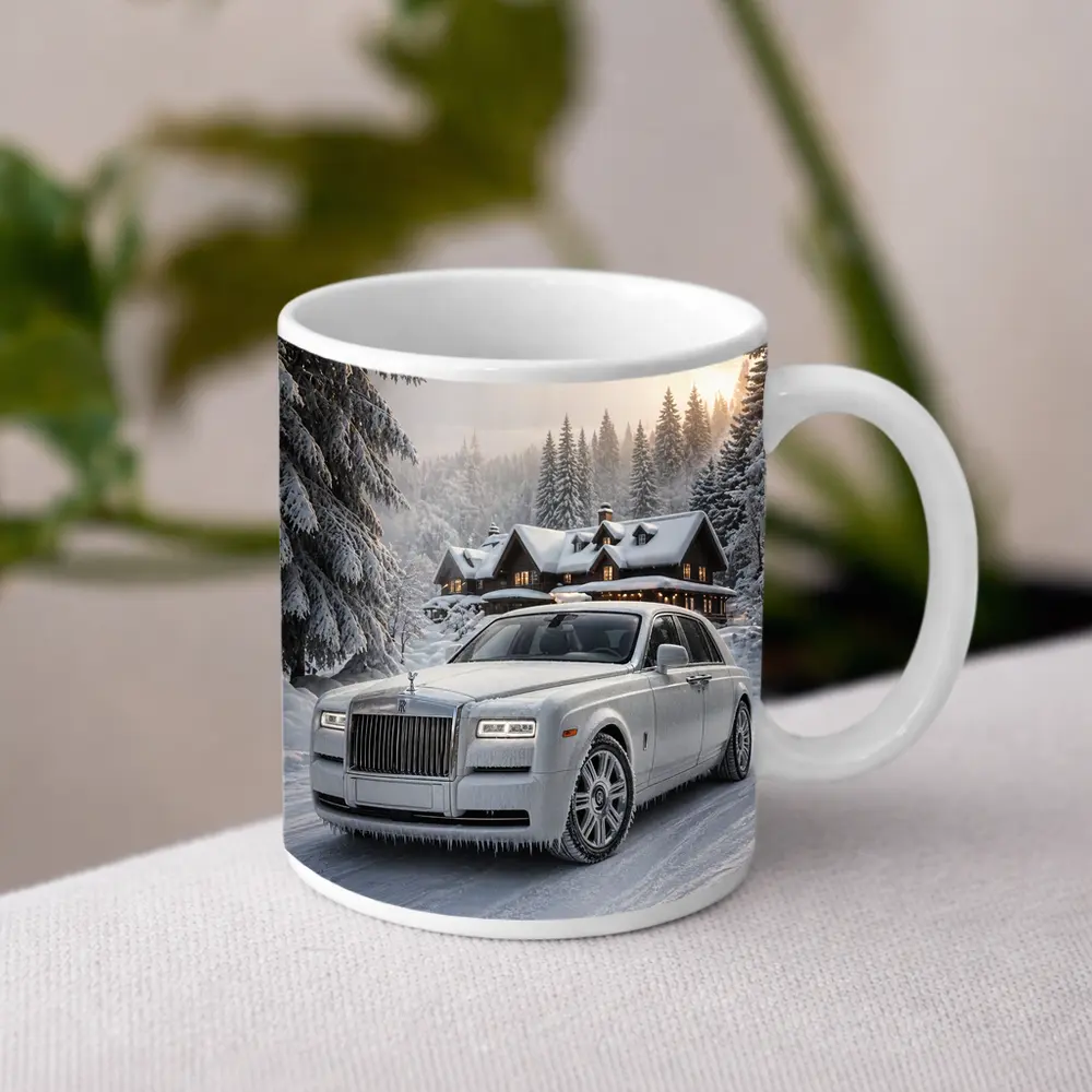 Rolls Royce Phantom White Winter Snow Forest – Mugs