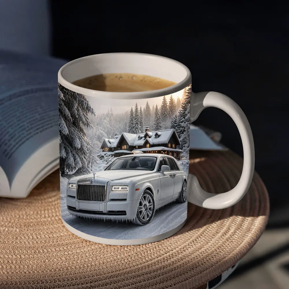 Rolls Royce Phantom White Winter Snow Forest – Mugs