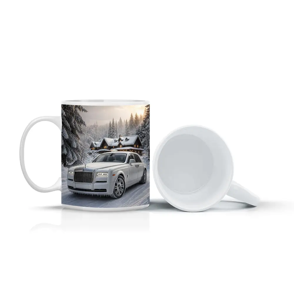Rolls Royce Phantom White Winter Snow Forest – Mugs