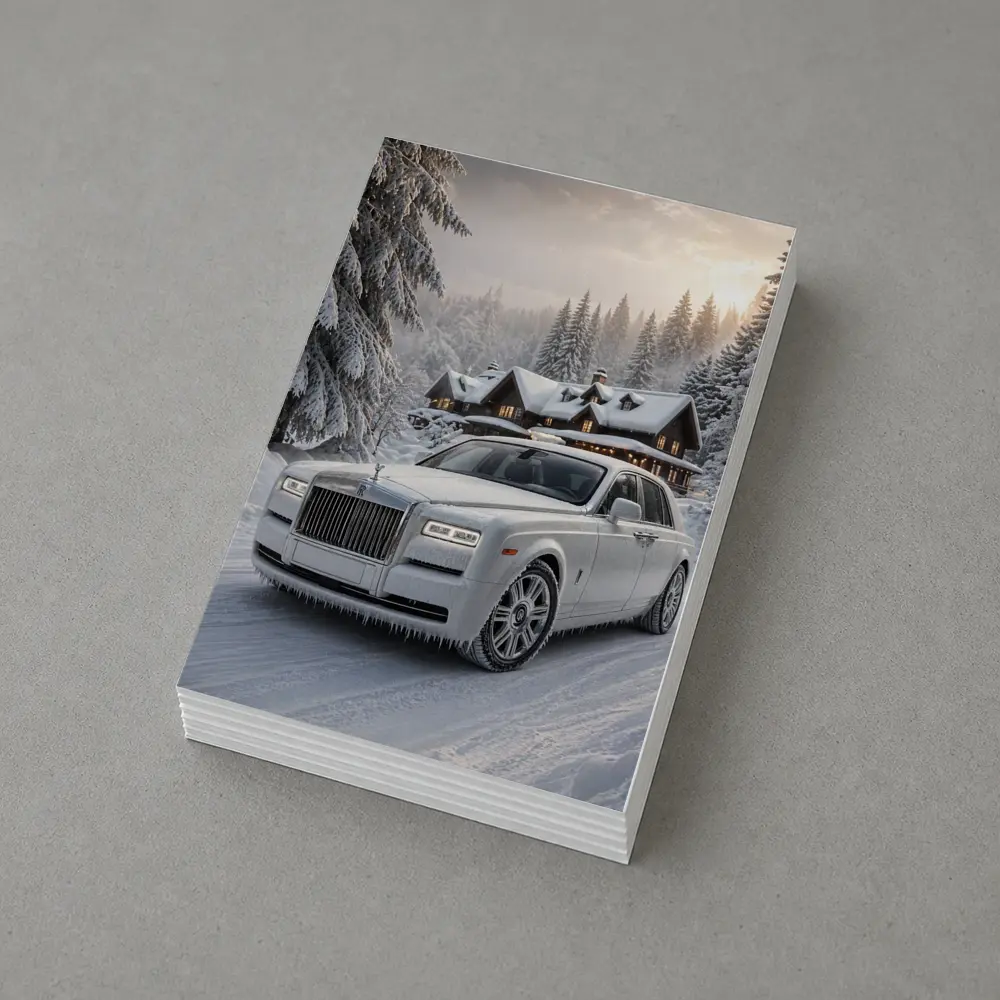 Rolls Royce Phantom White Winter Snow Forest – Postcards