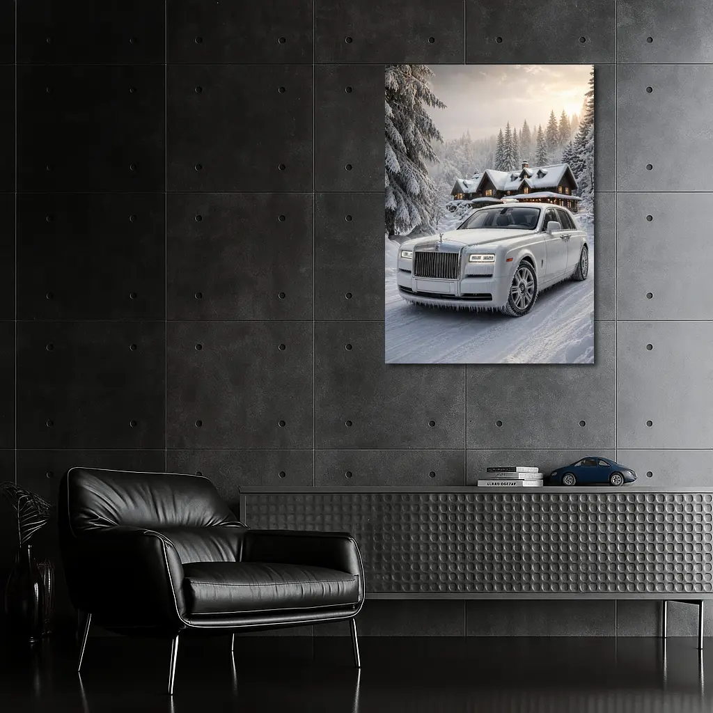 Rolls Royce Phantom White Winter Snow Forest – Wall Art